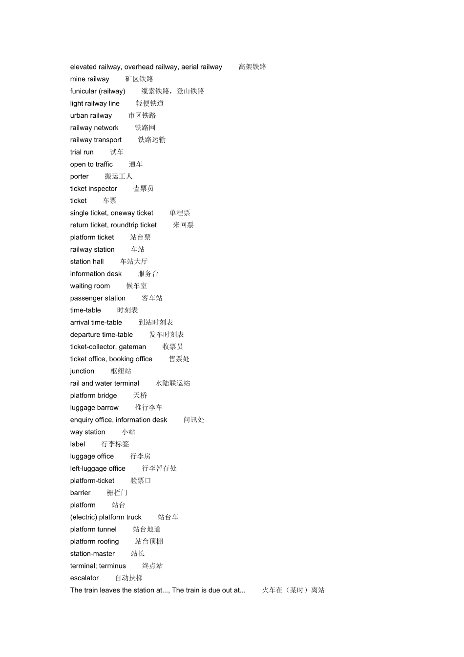 铁路专业英语_第1页