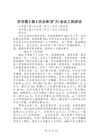 在市委X届X次全体(扩大)会议上的讲话发言