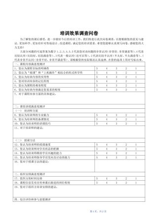 培训效果调查表