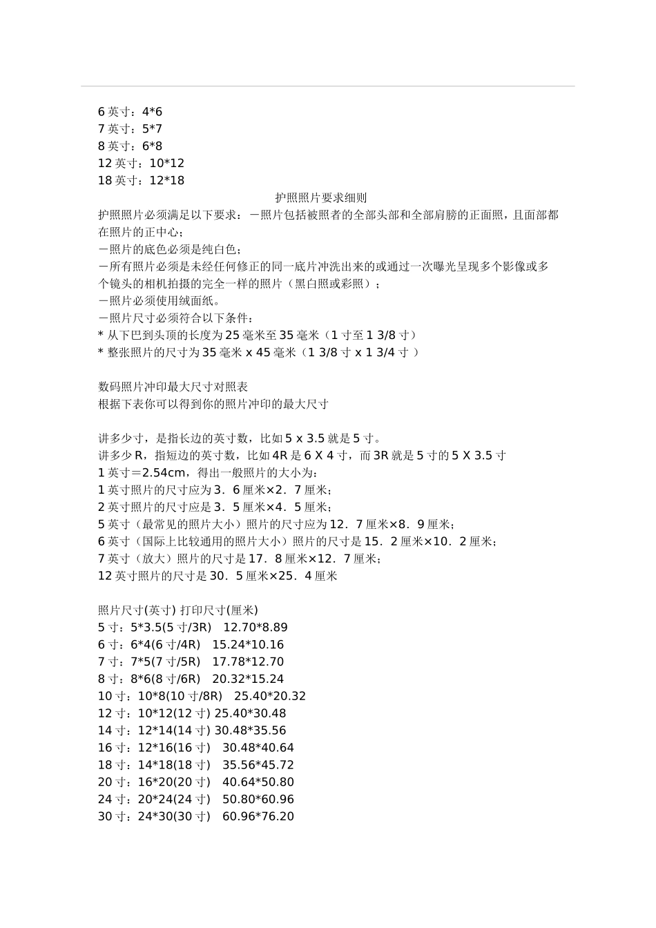 图片打印尺寸一览表_第2页