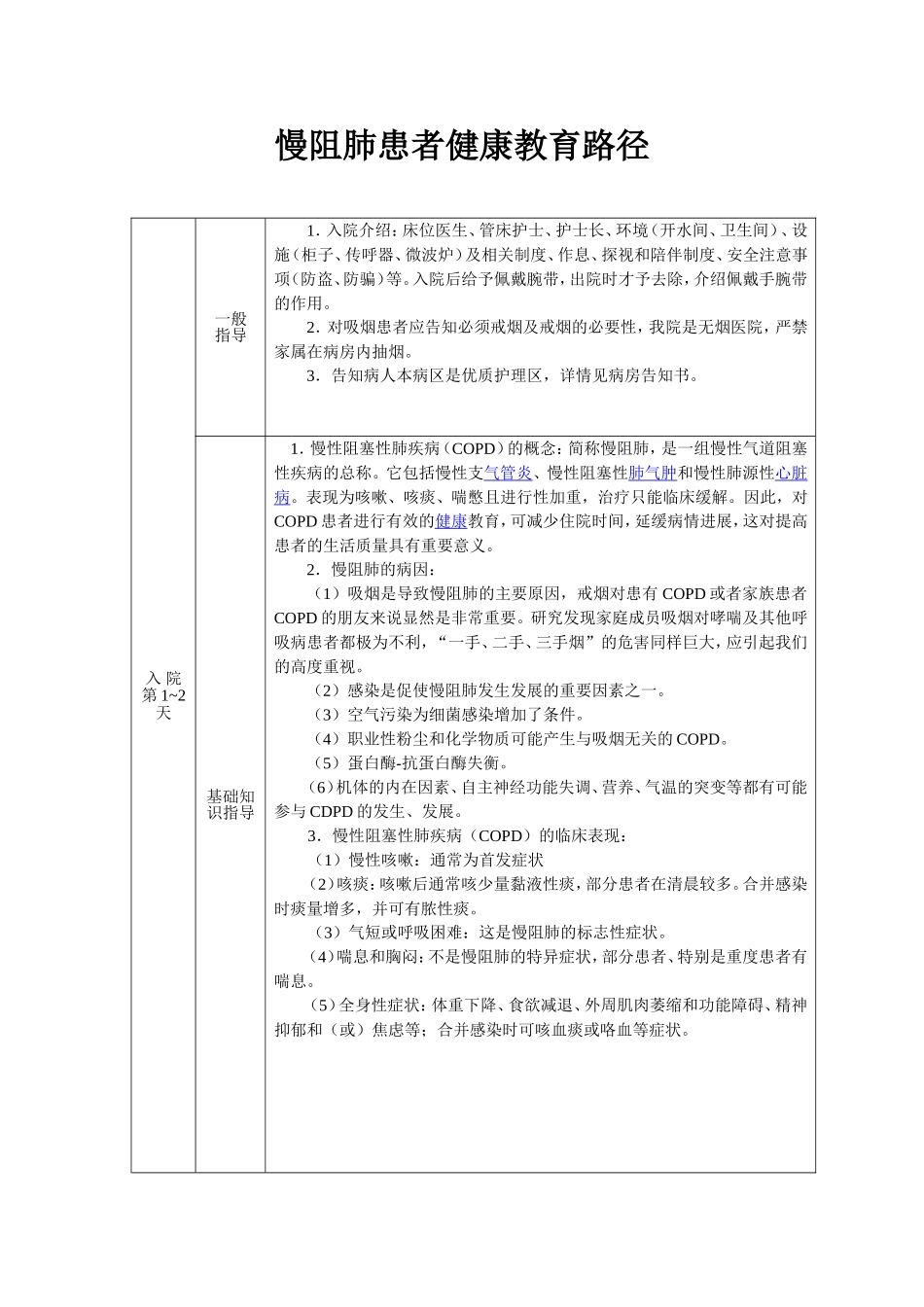 慢阻肺患者健康教育路径_第1页