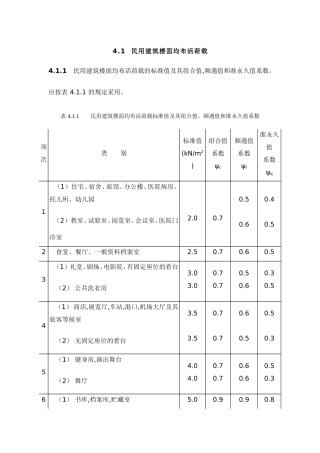 楼面活荷载取值