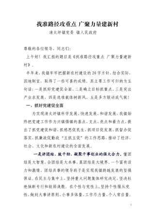 找准路径攻重点 广聚力量建新村