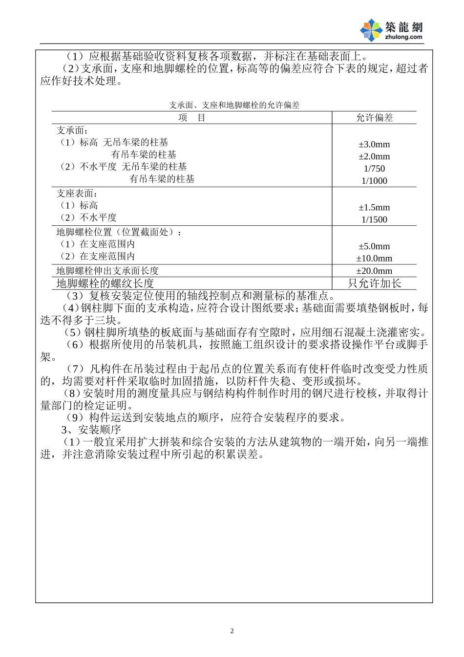 钢结构安装工程技术交底_第2页