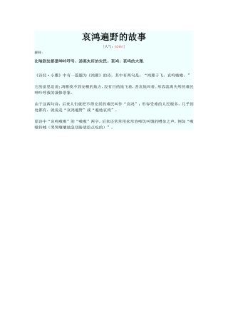 哀鸿遍野的故事