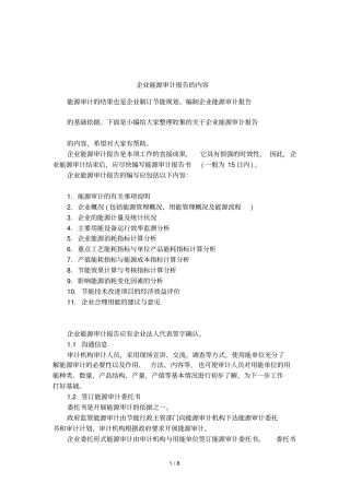 企业能源审计报告的内容