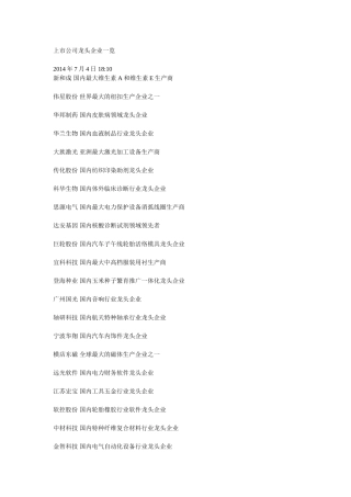 上市公司龙头企业一览