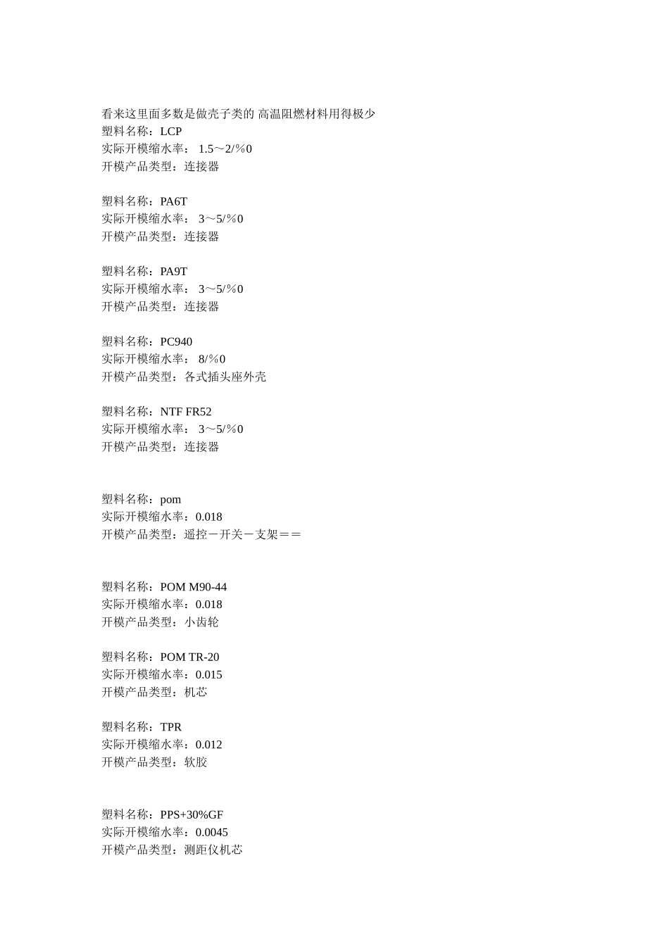 塑料和产品收缩率_第2页