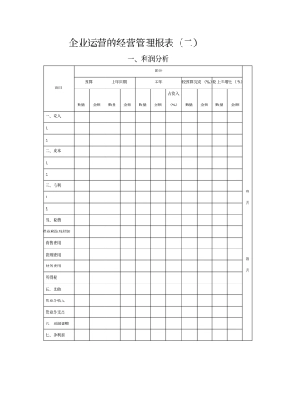 企业运营的经营管理报表二