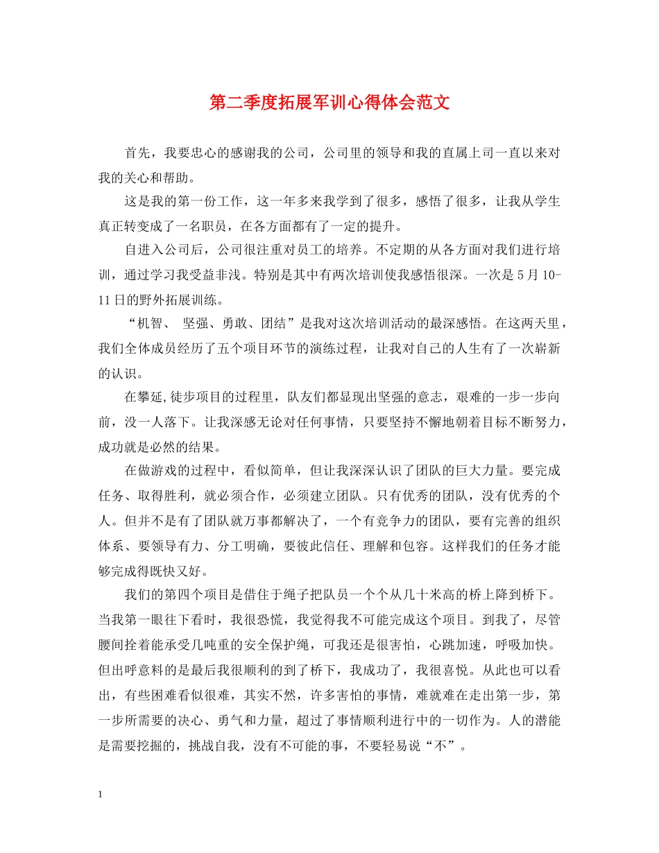 第二季度拓展军训心得体会范文 (000001)_第1页
