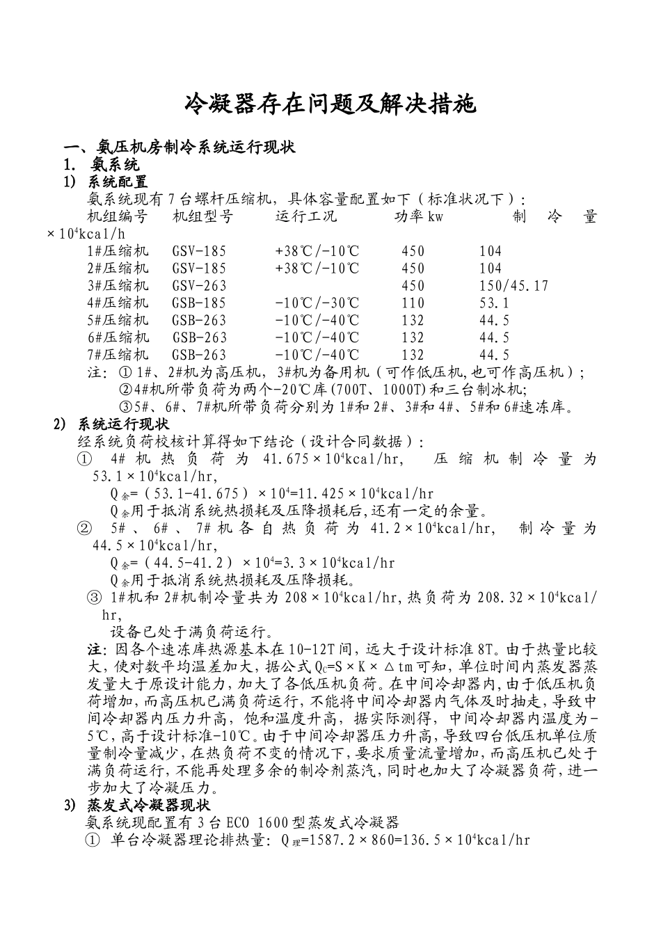 冷凝器存在问题及解决措施_第1页