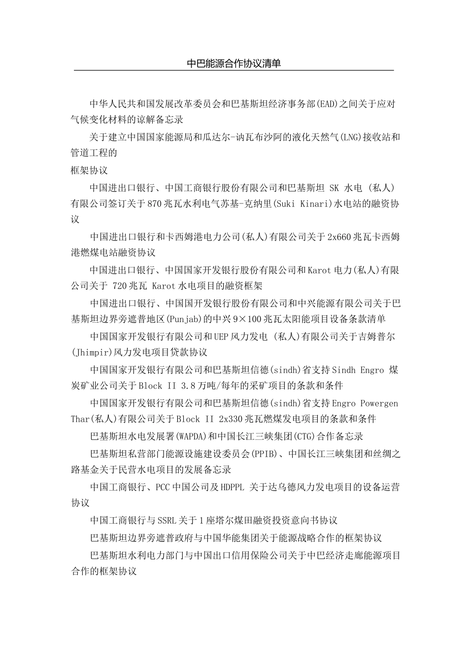 中巴能源合作协议清单_第1页