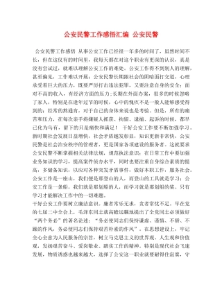 公安民警工作感悟汇编 公安民警 