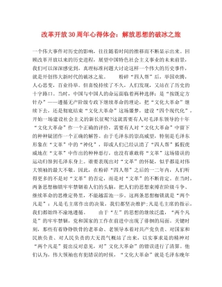 改革开放30周年心得体会：解放思想的破冰之旅 