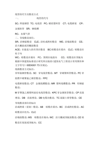 管线代号及敷设方式