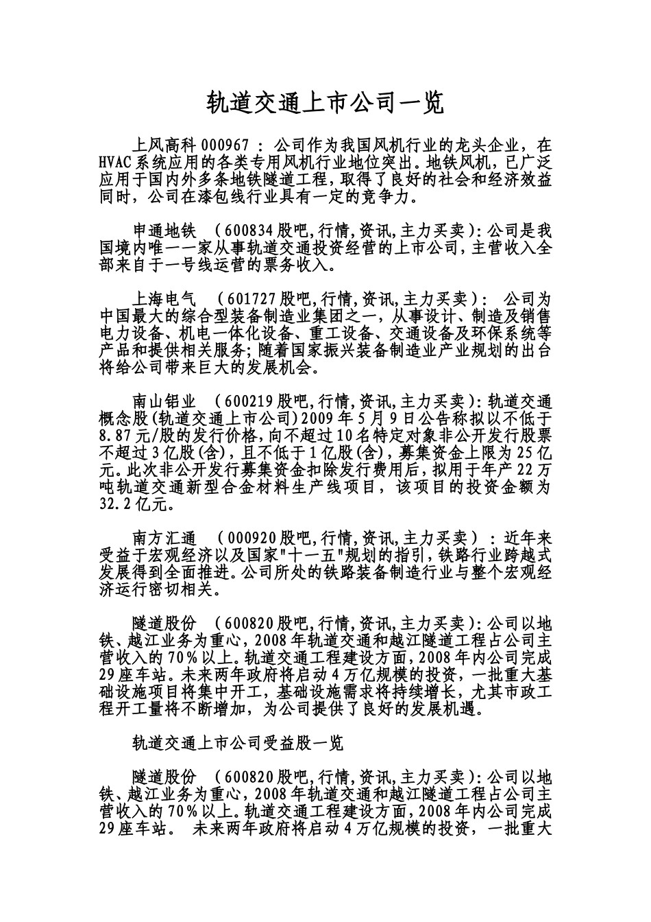 轨道交通上市公司一览_第1页