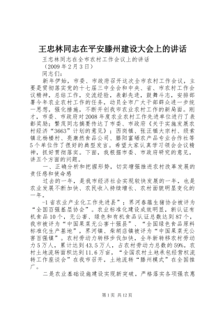 王忠林同志在平安滕州建设大会上的讲话发言