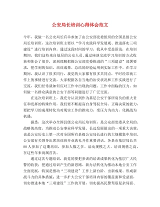 公安局长培训心得体会范文 
