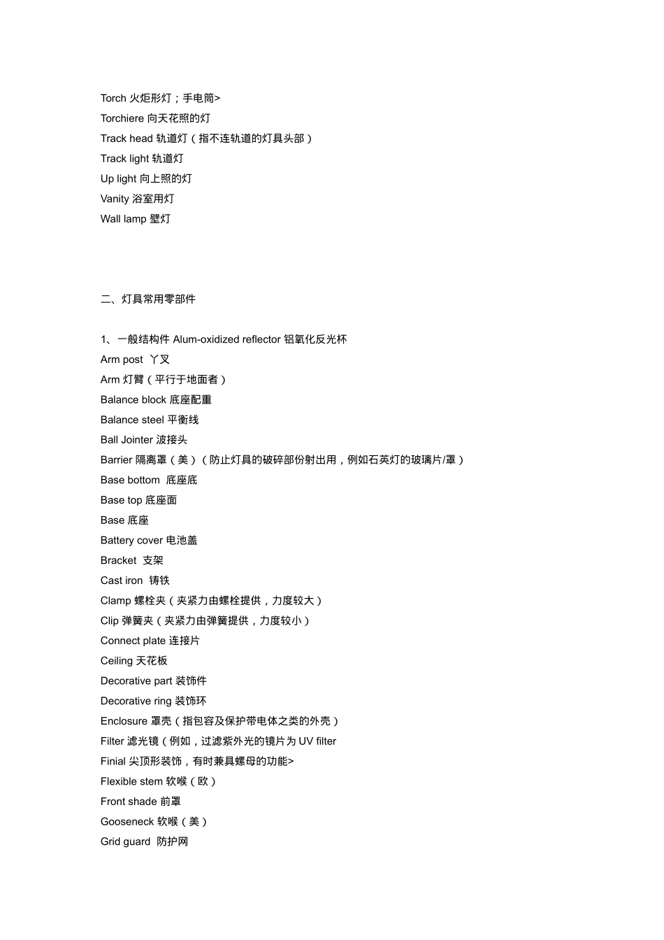 最新灯饰英语词汇汇编_第2页