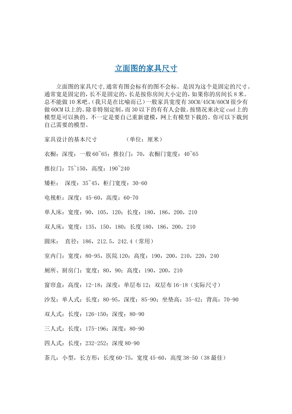 立面图的家具尺寸2010_第1页