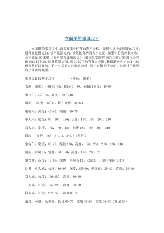立面图的家具尺寸2010