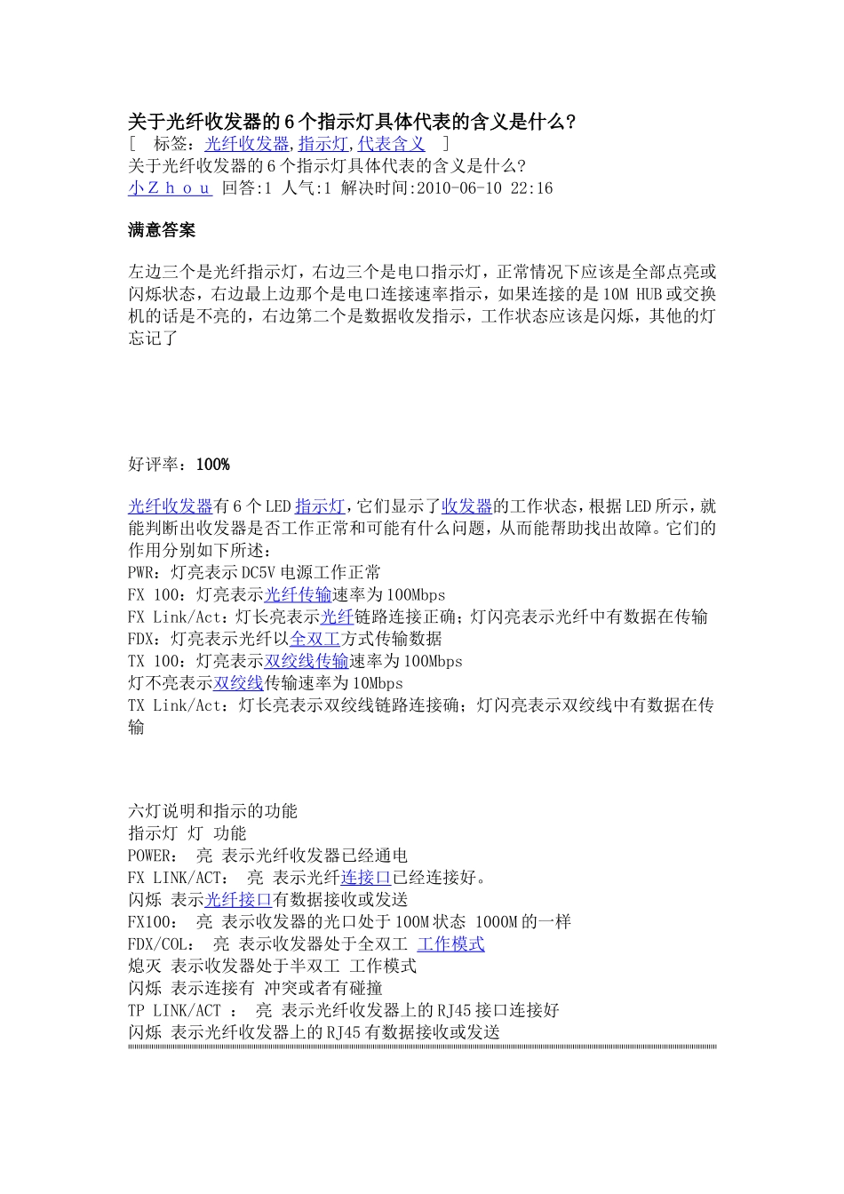 光纤指示灯代表的含义_第1页