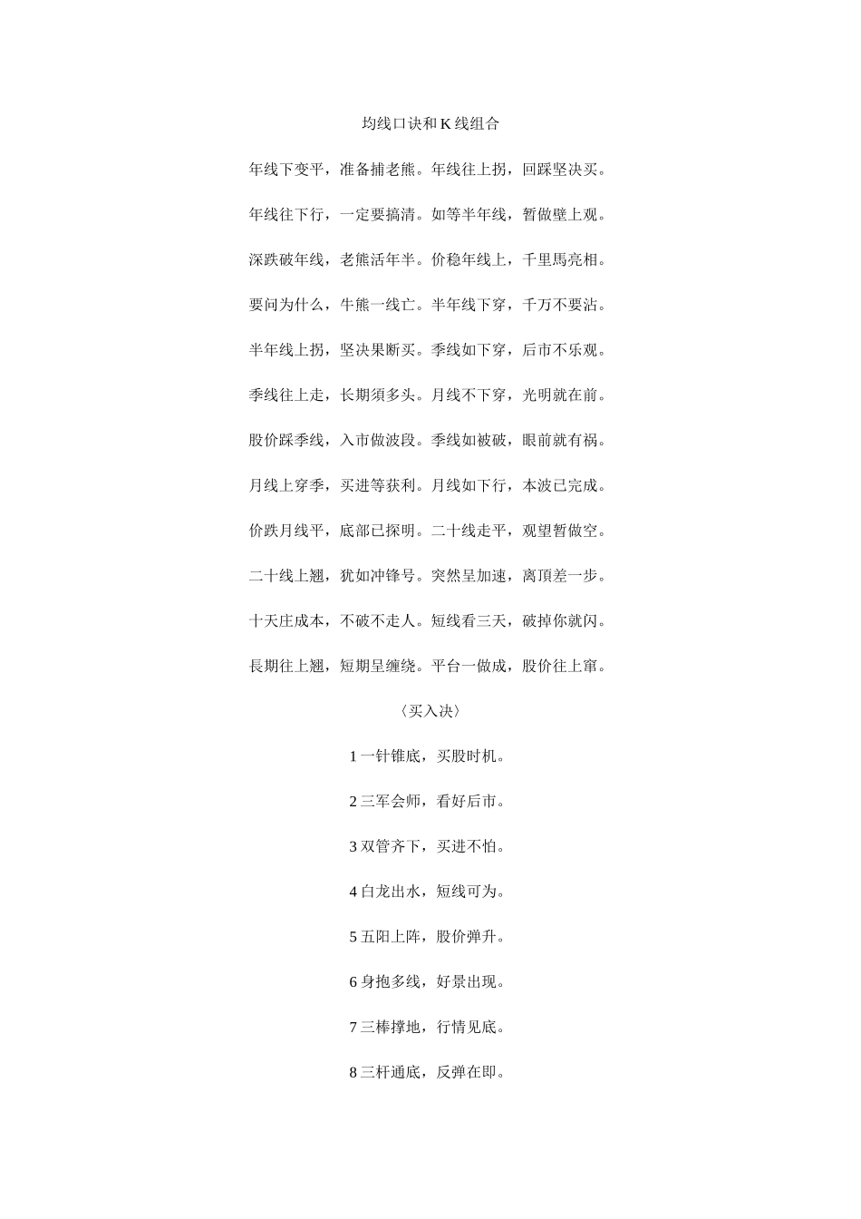 均线口诀和K线组合_第1页