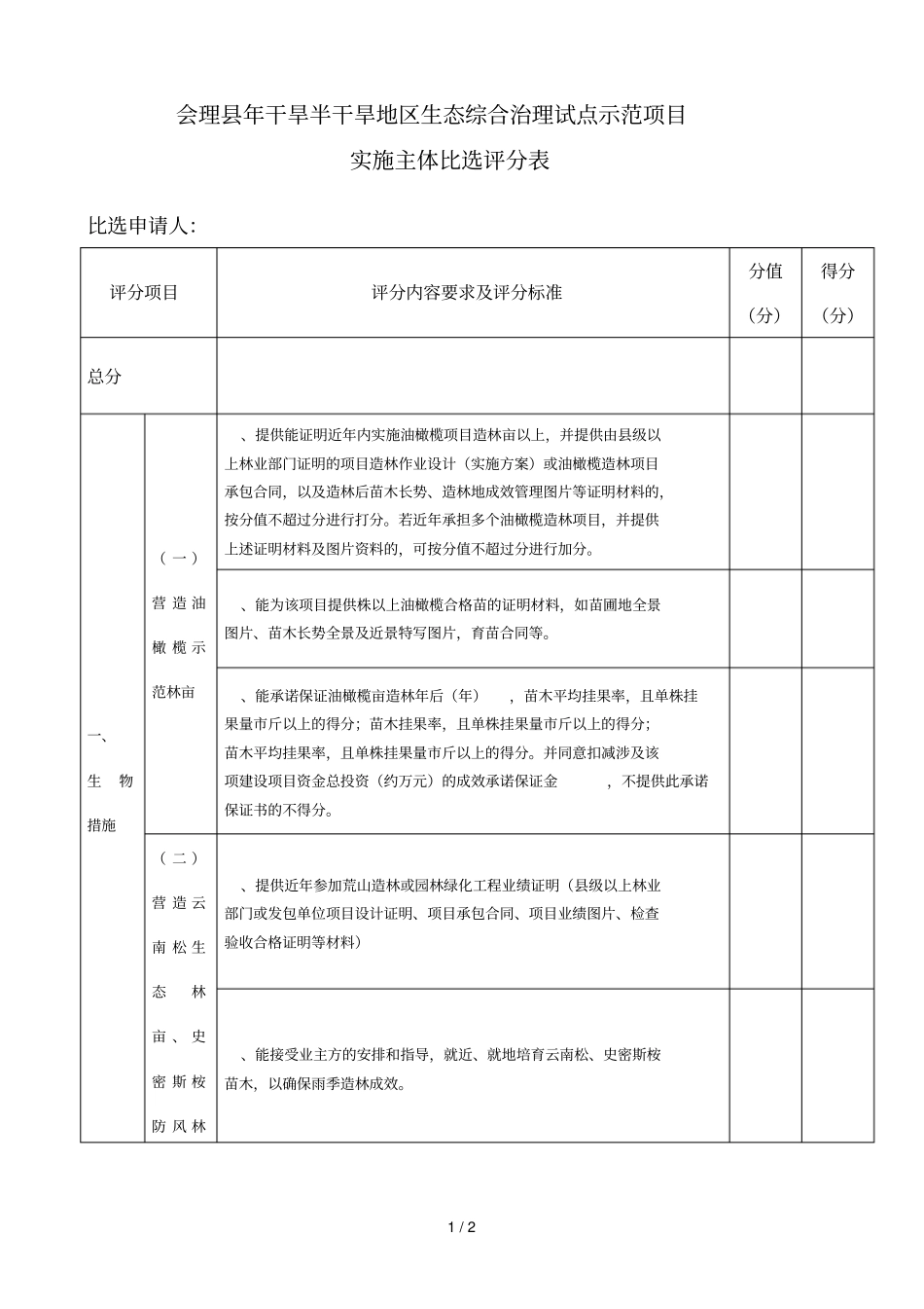 会理年干旱半干旱地区生态综合治理试点示范项目_第1页