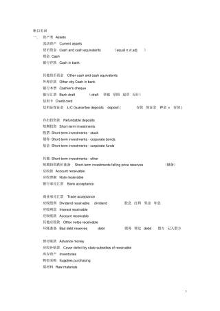 会计专业英文词汇剖析