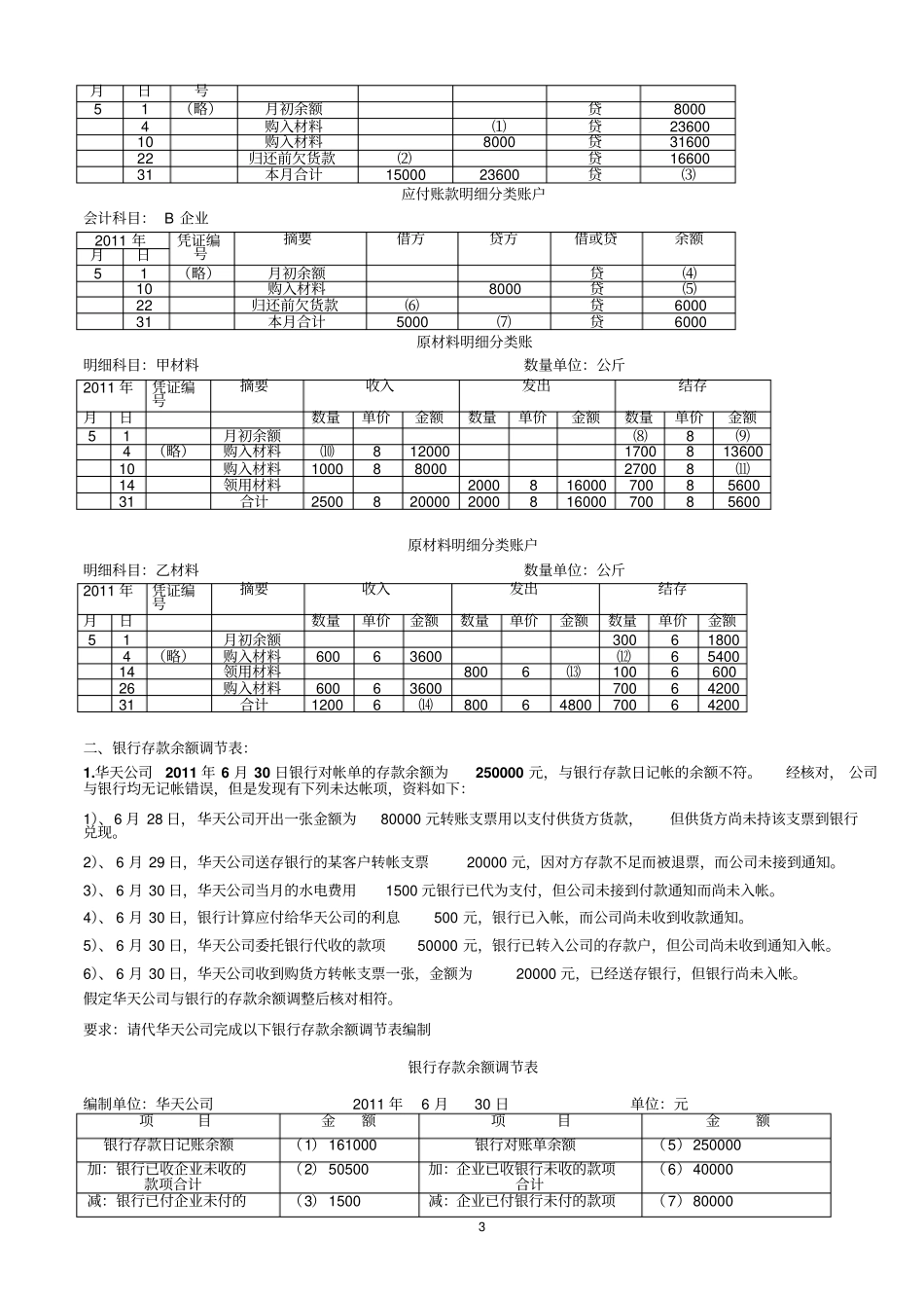 会计从业资格考试会计基础综合题练习题_第3页