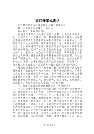 青联开幕式讲话发言