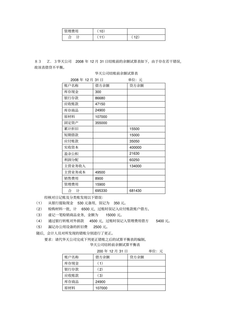 会计基础综合题试算平衡表_第2页