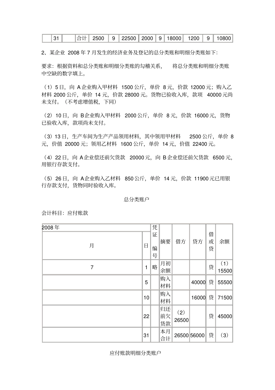 会计基础考前模拟试题计算分析题_第3页