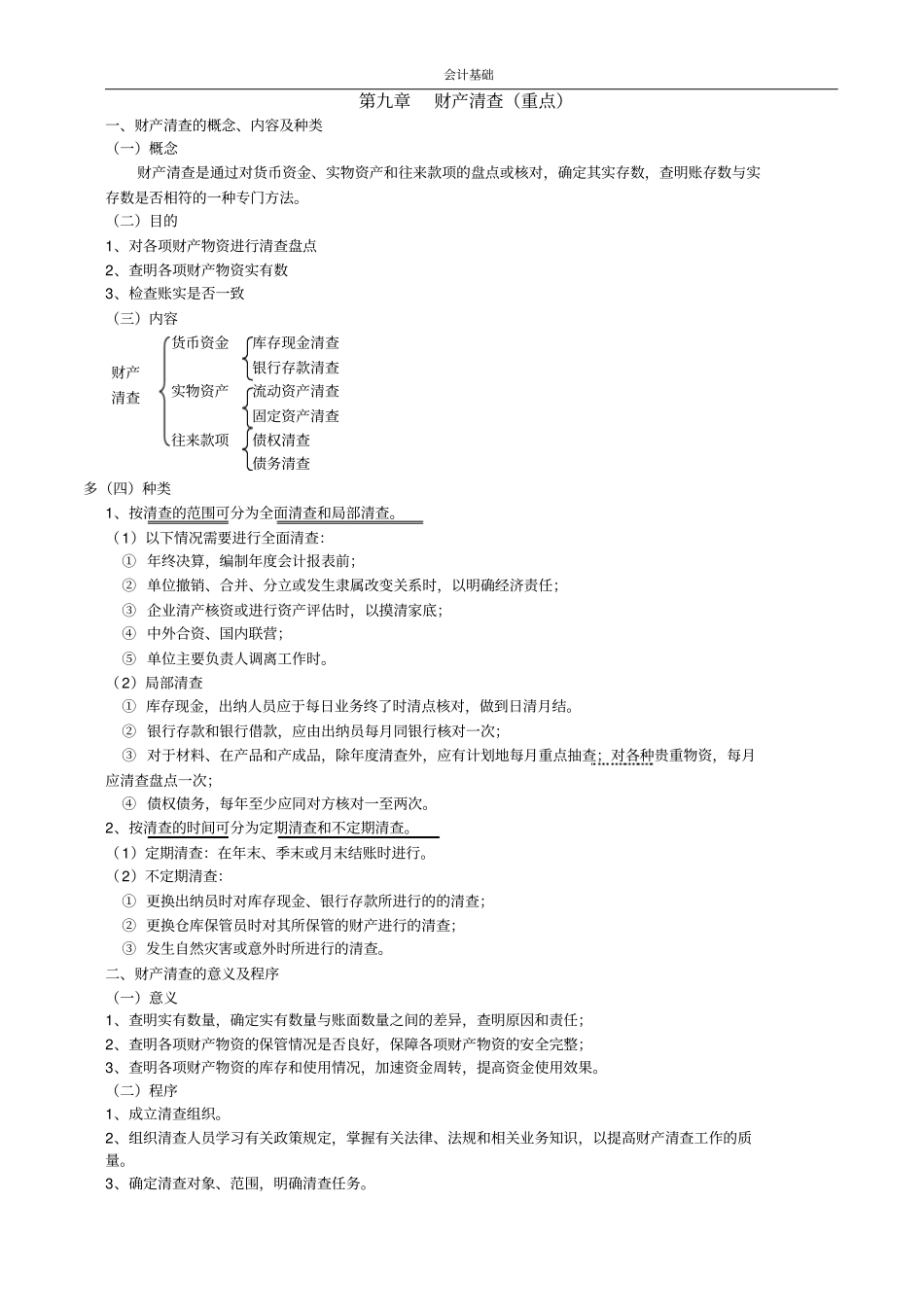 会计基础财产清查重点_第1页