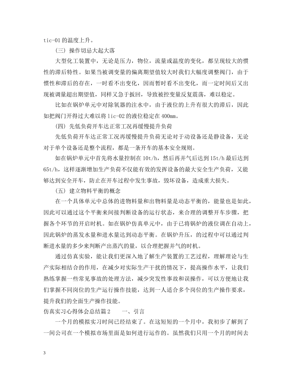 仿真实习心得体会总结 _第3页