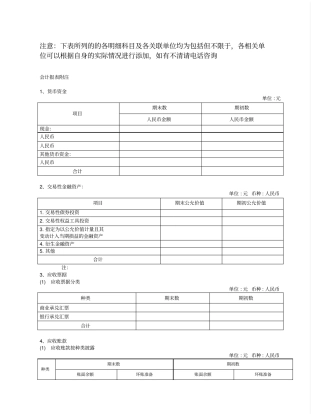 会计报表附注格式空表