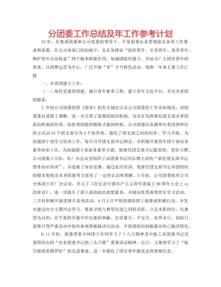 分团委工作总结及年工作参考计划 