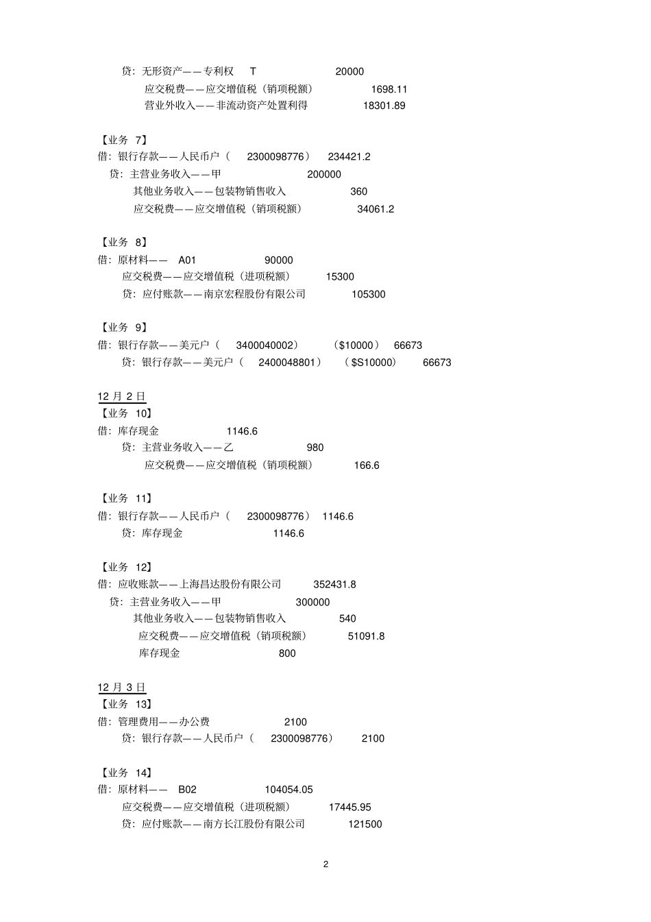 会计综合模拟试验手工账务处理第二版第1次印刷参考答案_第2页