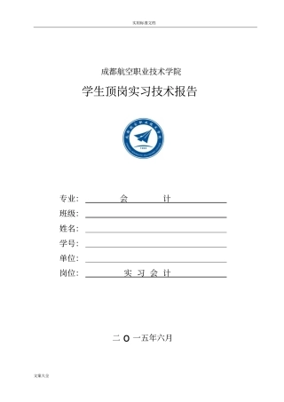 会计顶岗实习技术总结材料范文