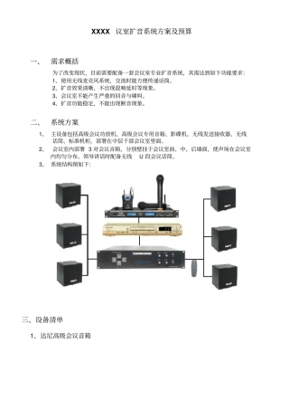 会议室扩音系统技术方案