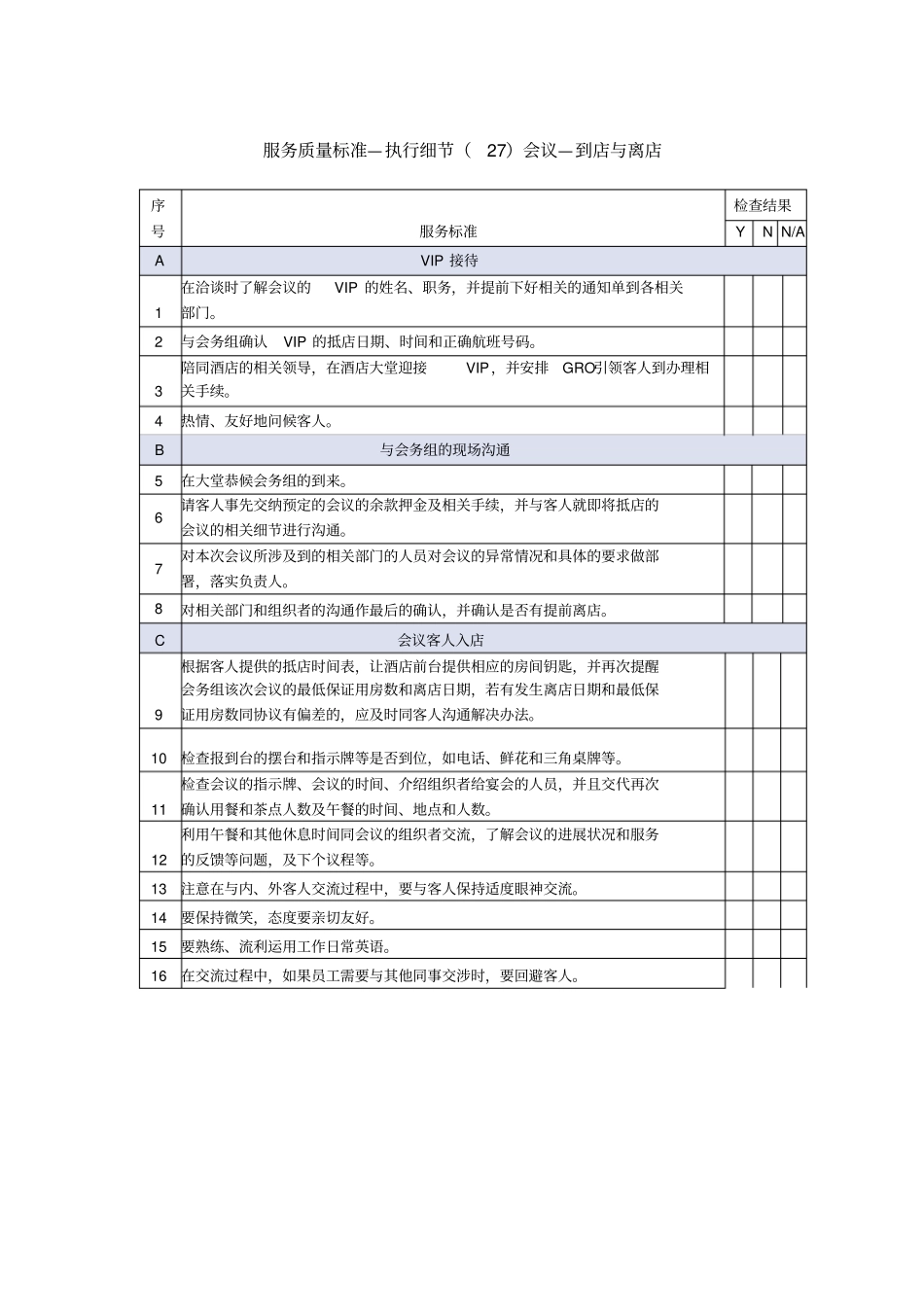 会议接待准备服务质量检查表_第2页