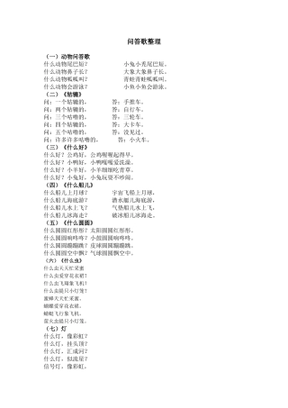幼儿园问答歌整理