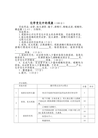 化学变化中的现象