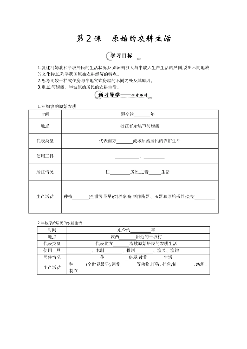 《原始的农耕生活》导学案_第1页