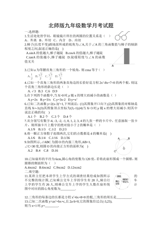 北师大九年级数学月考2