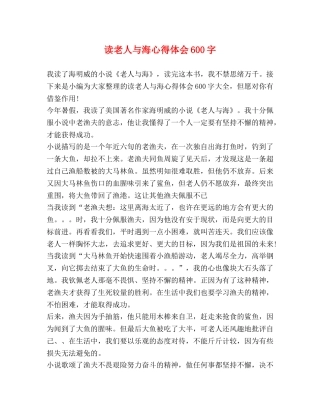 读老人与海心得体会600字 
