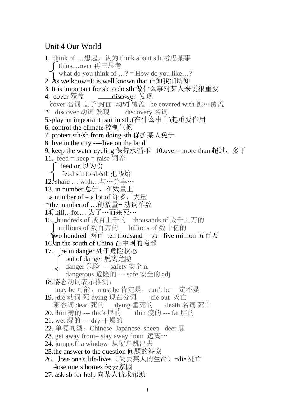 八年级上Unit4OurWorld复习导学_第1页