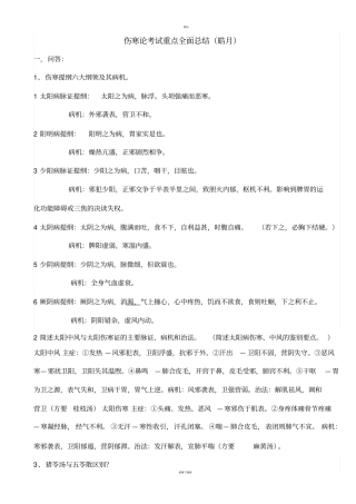 伤寒论考试重点全面总结