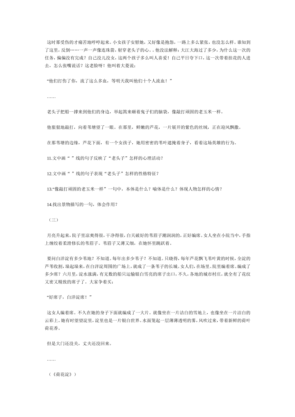 《芦花荡》同步测试2_第3页