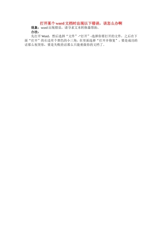 打开某个word文档时出现以下错误